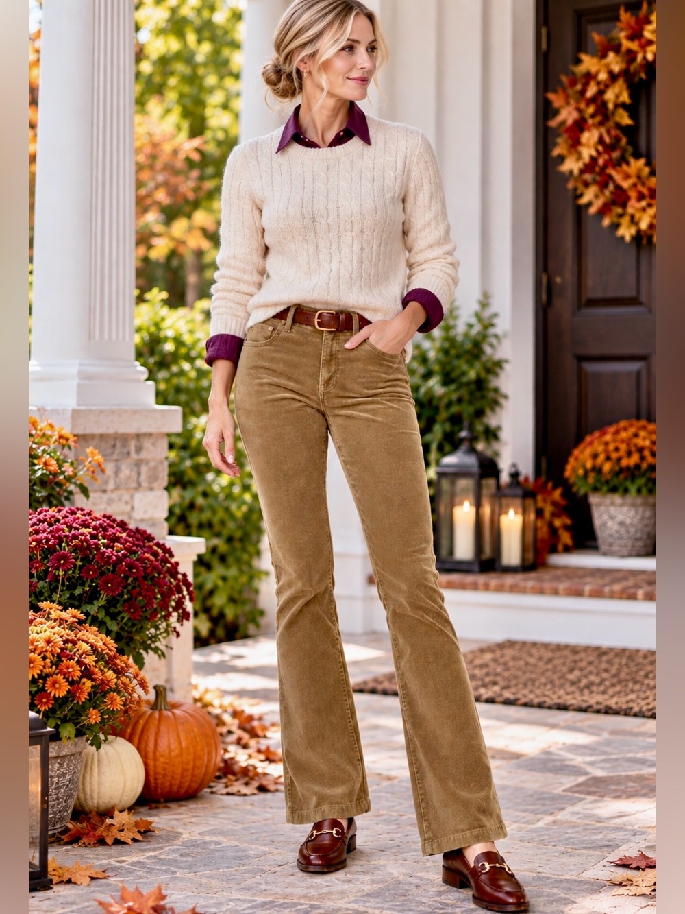 Lands’ End  Size 6 Brown Corduroy Bootcut Flare Pants Stretch Y2K Prep - Picture 2 of 11